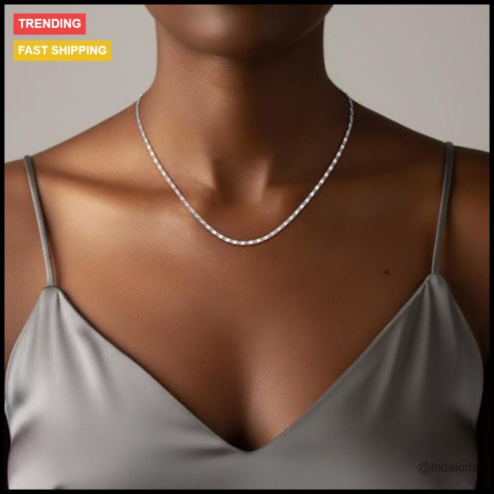925 Sterling Silver Chain Necklace with Lobster Claw Clasp - Picture 2 of 7